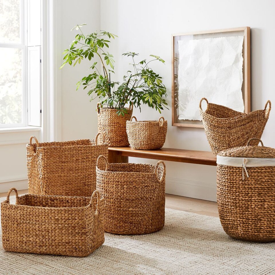 Curved Water Hyacinth Baskets West Elm UK